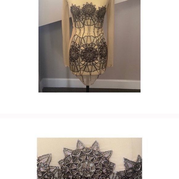 Kore Rae Illusion Mesh Hand Beaded Dress - Picture 2 of 3